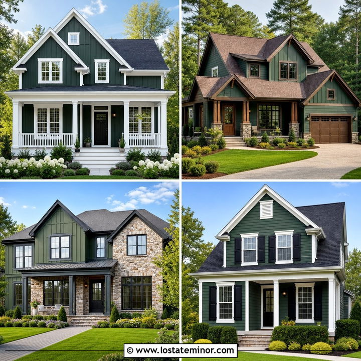 30 Hunter Green House Design With Siding Ideas: Curb Appeal