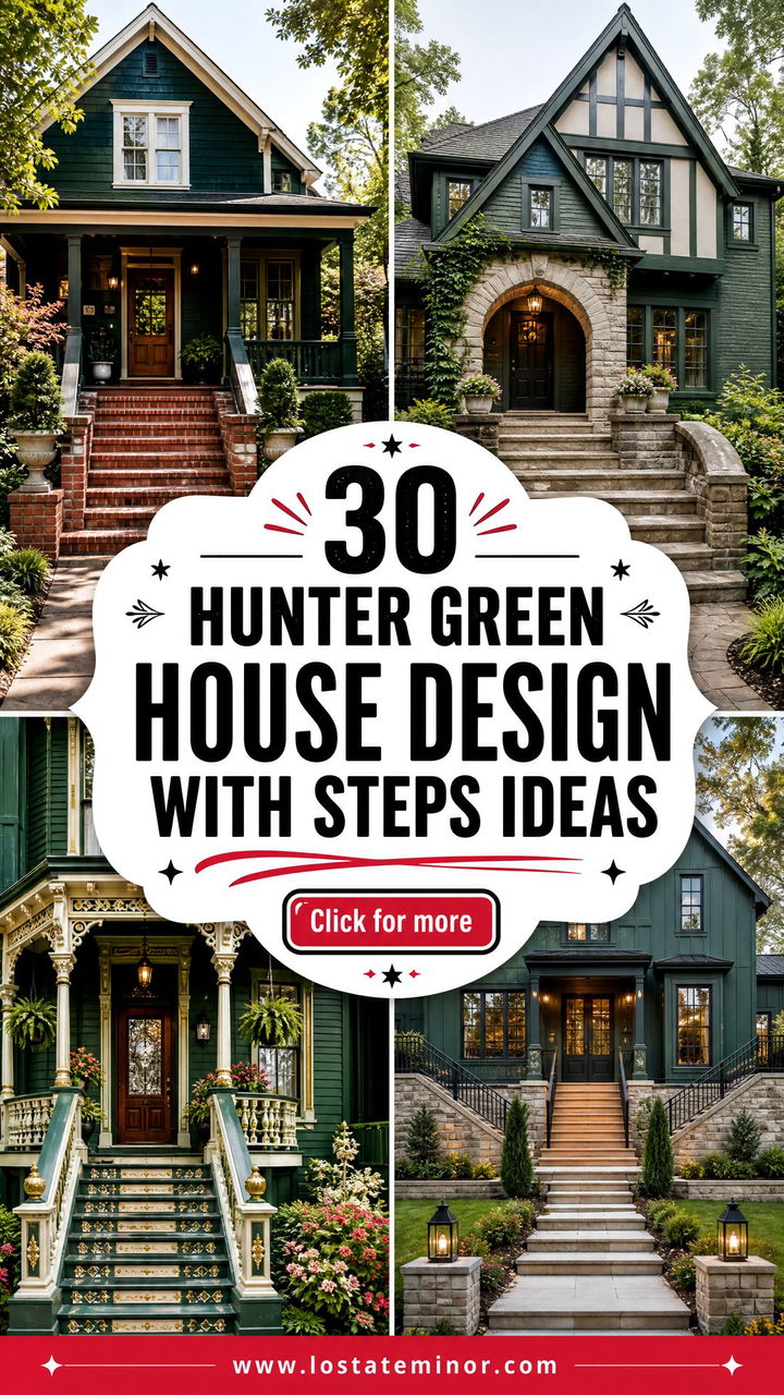 30 Hunter Green House Design With Steps Ideas Warm Welcome - 30 Hunter Green House Design With Steps Ideas: Warm Welcome