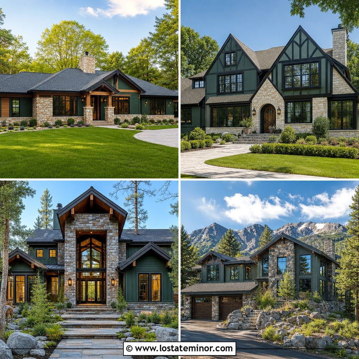 30 Hunter Green House Design With Stone Accents Ideas: Luxe Looks