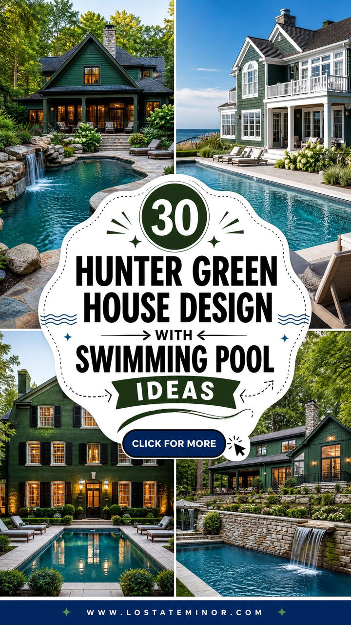 30 Hunter Green House Design With Swimming Pool Ideas Luxe Looks - 30 Hunter Green House Design With Swimming Pool Ideas: Luxe Looks