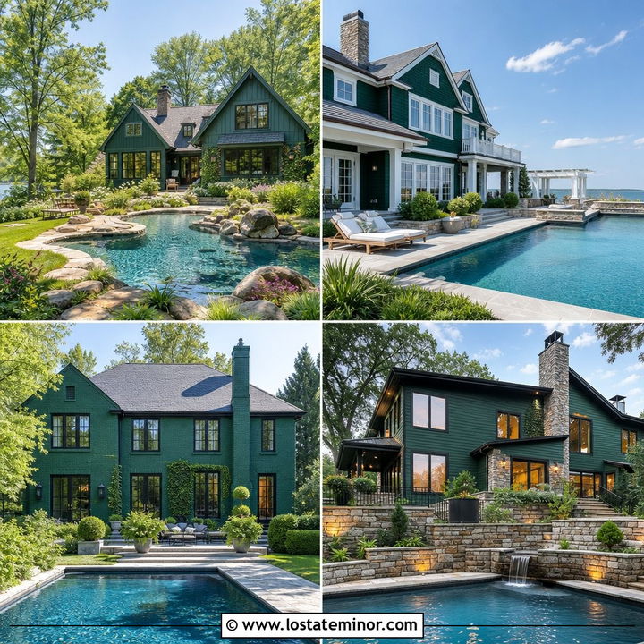 30 Hunter Green House Design With Swimming Pool Ideas: Luxe Looks