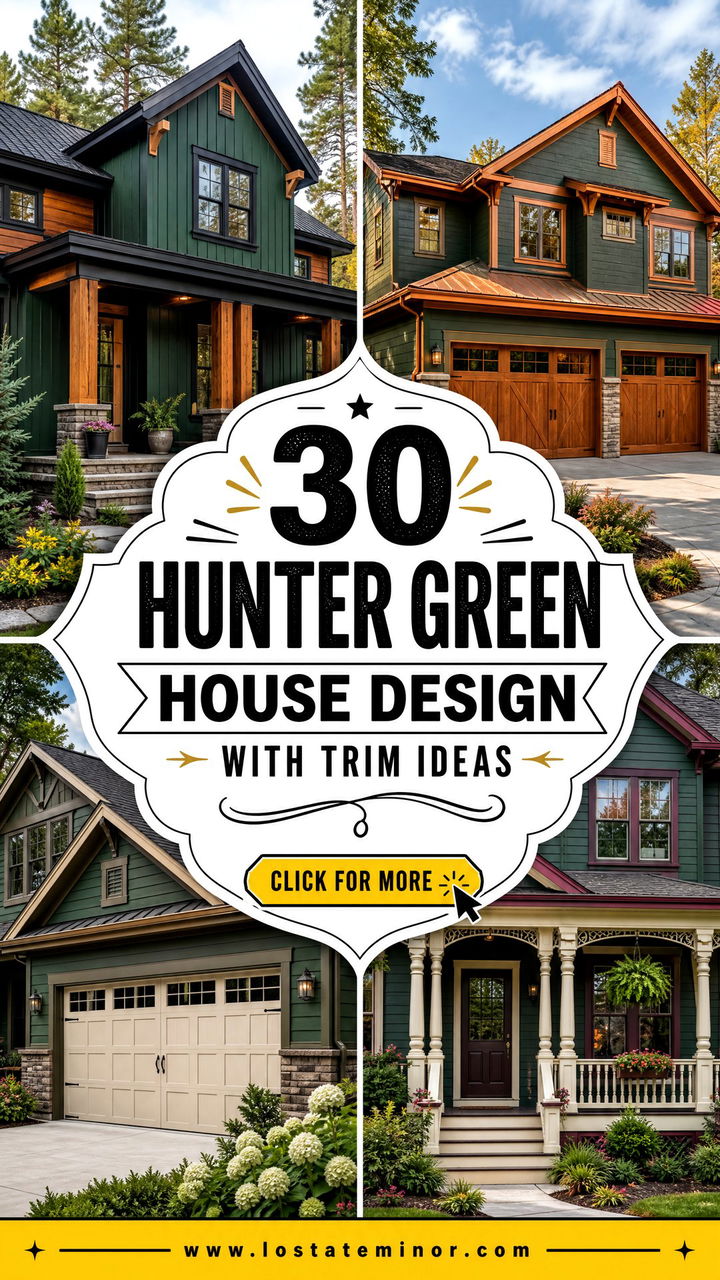 30 Hunter Green House Design With Trim Ideas Striking Details - 30 Hunter Green House Design With Trim Ideas: Striking Details
