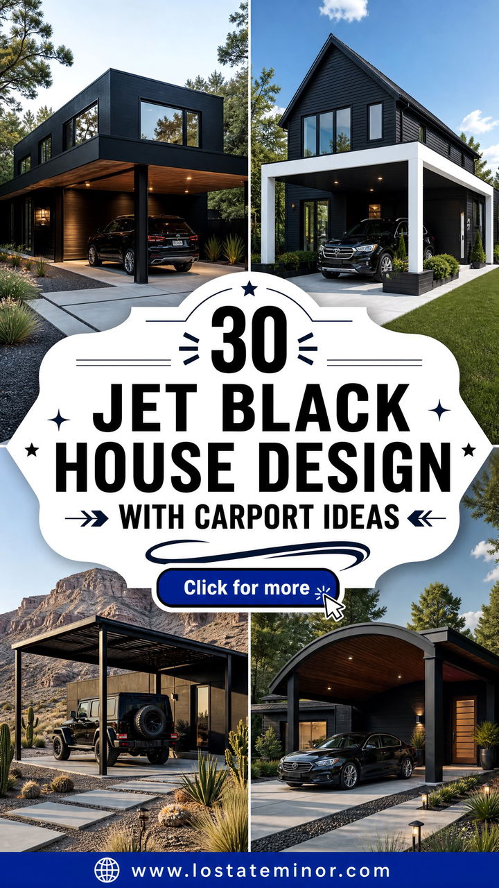 30 Jet Black House Design With Carport Ideas Stylish Inspiration - 30 Jet Black House Design With Carport Ideas: Stylish Inspiration