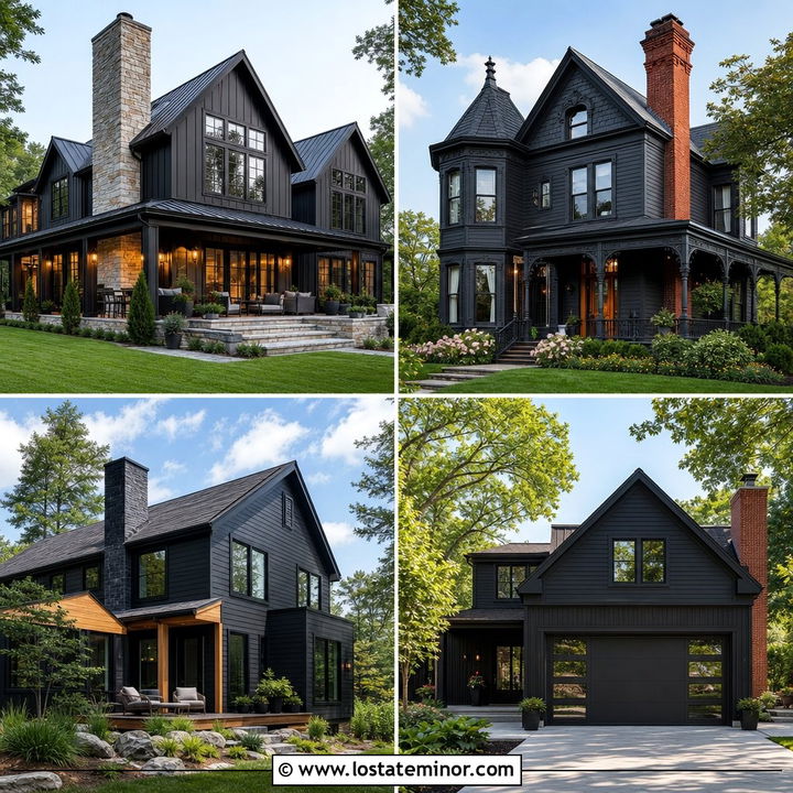 30 Jet Black House Design With Chimney Ideas: Bold Exterior Style