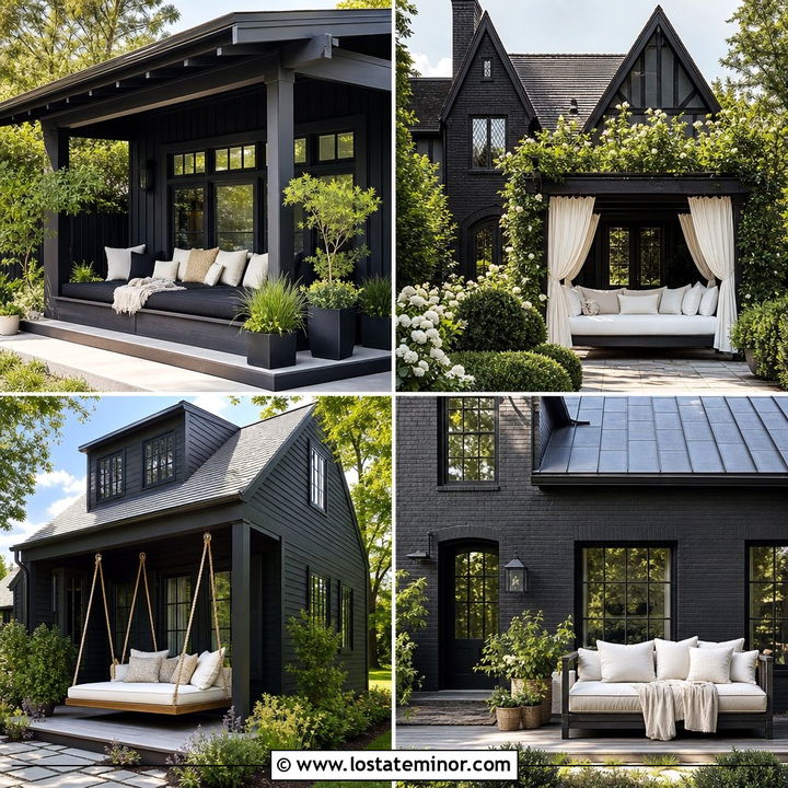 30 Jet Black House Design With Daybed Ideas: Cozy Outdoor Style