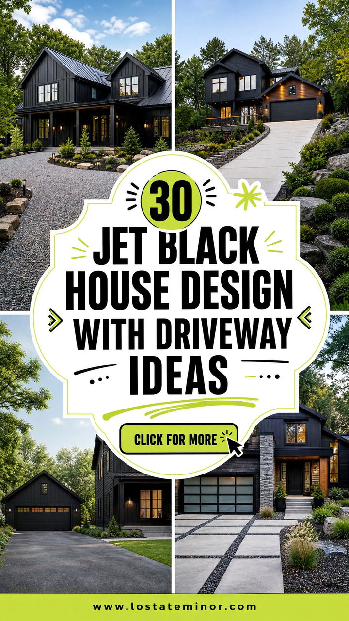 30 Jet Black House Design With Driveway Ideas Curb Appeal Guide - 30 Jet Black House Design With Driveway Ideas: Curb Appeal Guide