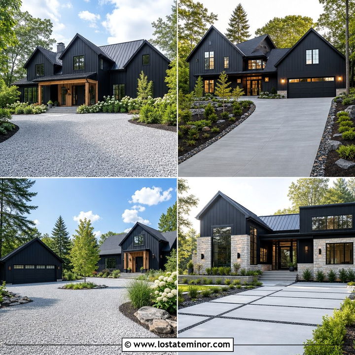 30 Jet Black House Design With Driveway Ideas: Curb Appeal Guide