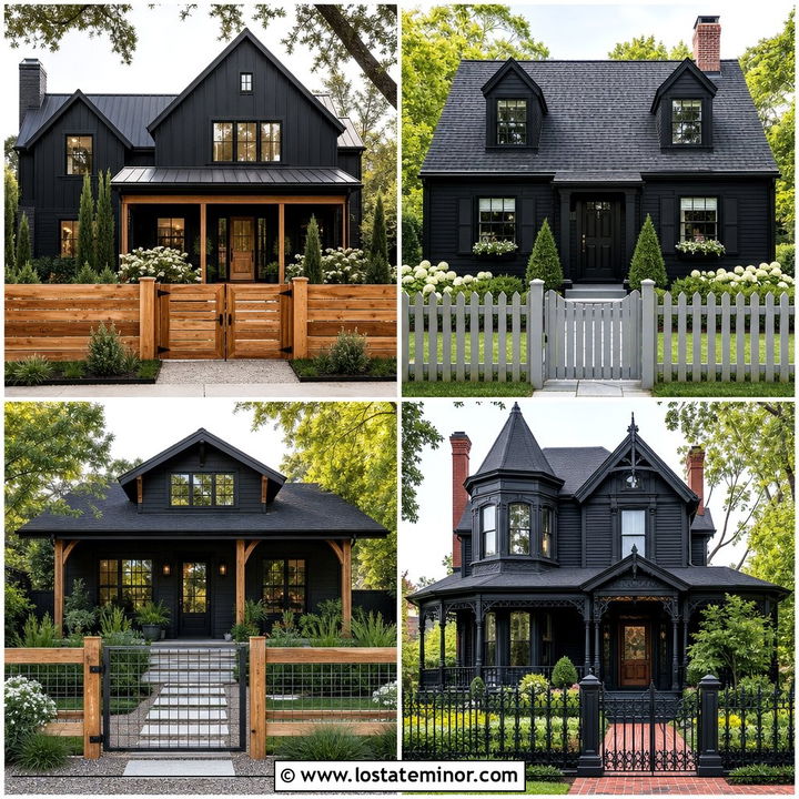 30 Jet Black House Design With Fence Ideas: Bold Boundary Style