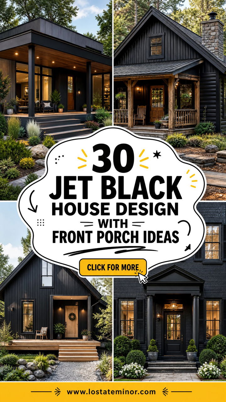 30 Jet Black House Design With Front Porch Ideas to Inspire - 30 Jet Black House Design With Front Porch Ideas to Inspire