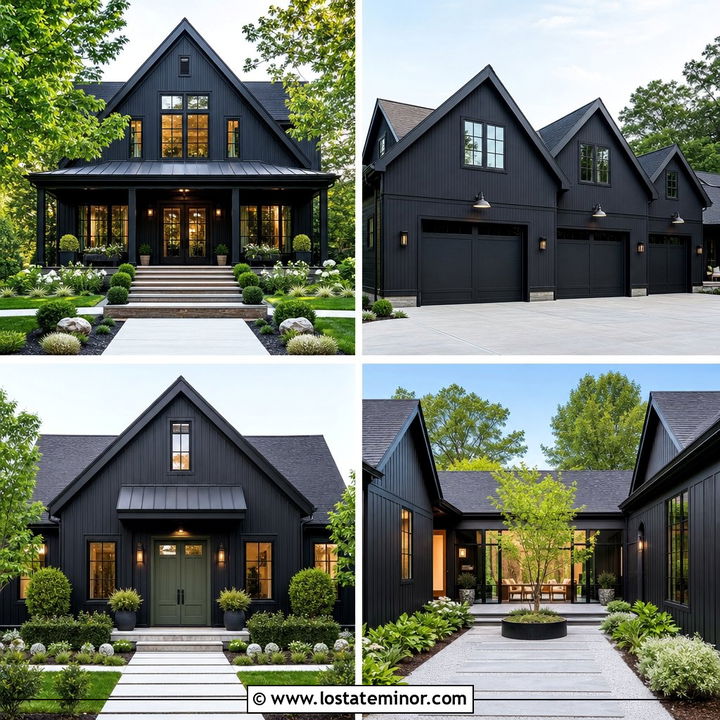 30 Jet Black House Design With Gables Ideas: Bold Roofline Style