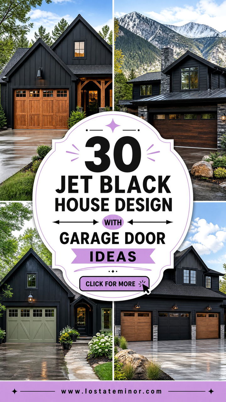 30 Jet Black House Design With Garage Door Ideas Striking Style - 30 Jet Black House Design With Garage Door Ideas: Striking Style