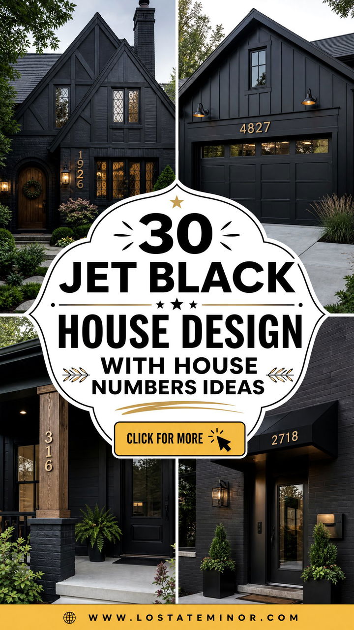30 Jet Black House Design With House Numbers Ideas to Try - 30 Jet Black House Design With House Numbers Ideas to Try
