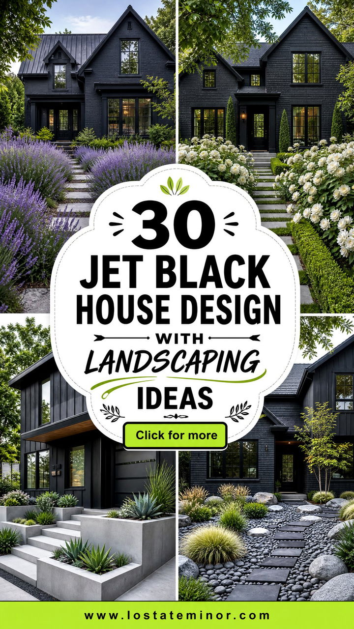 30 Jet Black House Design With Landscaping Ideas Curb Appeal - 30 Jet Black House Design With Landscaping Ideas: Curb Appeal
