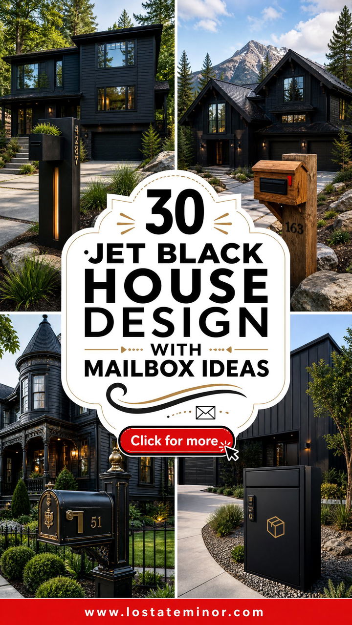 30 Jet Black House Design With Mailbox Ideas Curb Appeal - 30 Jet Black House Design With Mailbox Ideas: Curb Appeal