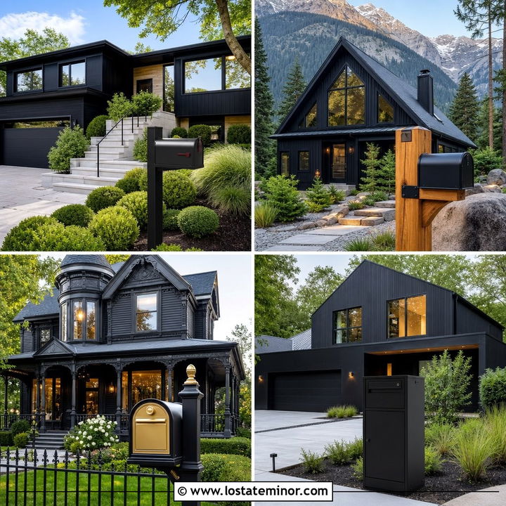 30 Jet Black House Design With Mailbox Ideas: Curb Appeal