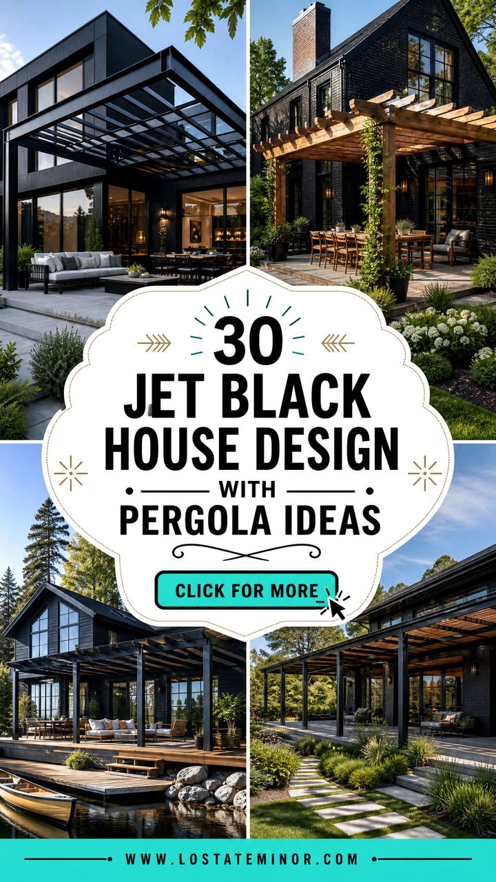 30 Jet Black House Design With Pergola Ideas for Chic Patios - 30 Jet Black House Design With Pergola Ideas for Chic Patios