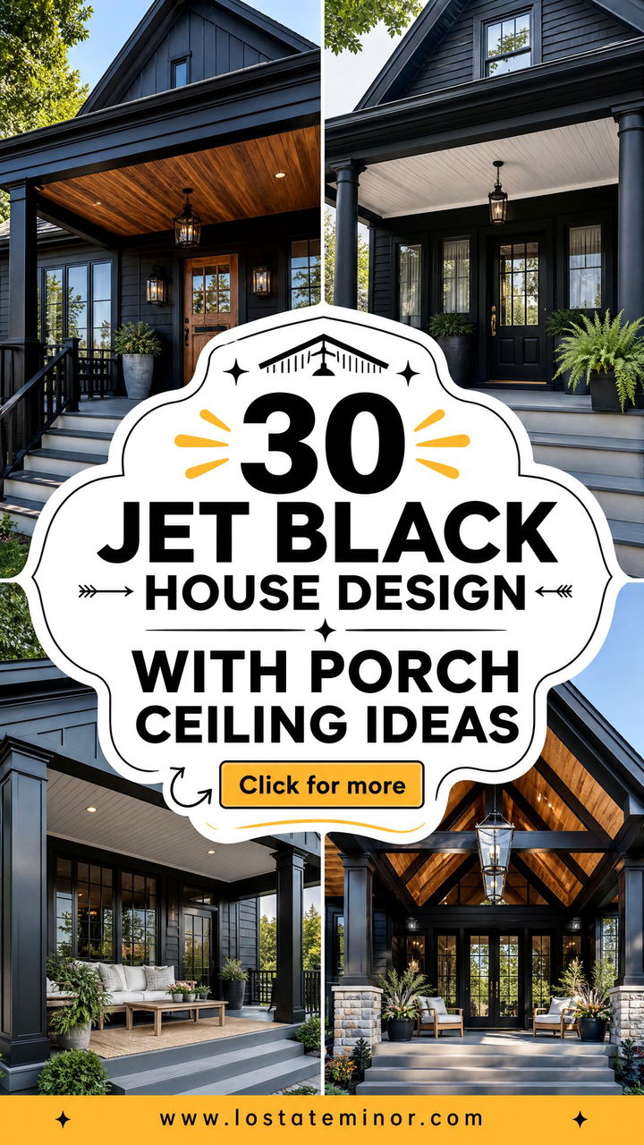 30 Jet Black House Design With Porch Ceiling Ideas to Try - 30 Jet Black House Design With Porch Ceiling Ideas to Try