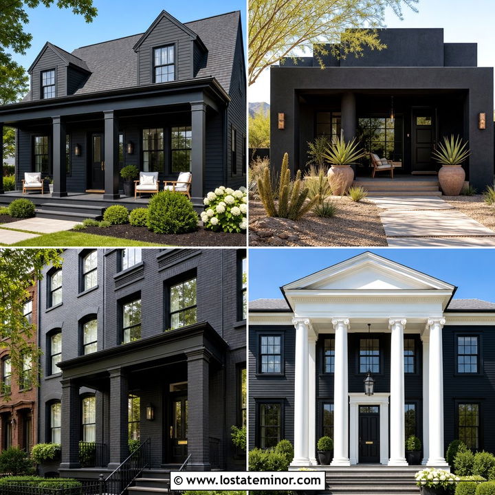 30 Jet Black House Design With Porch Columns Ideas to Try Now
