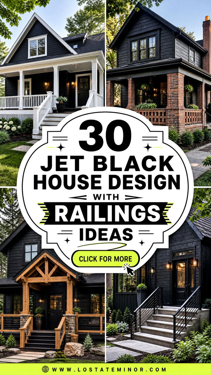 30 Jet Black House Design With Railings Ideas Modern Curb Appeal - 30 Jet Black House Design With Railings Ideas: Modern Curb Appeal