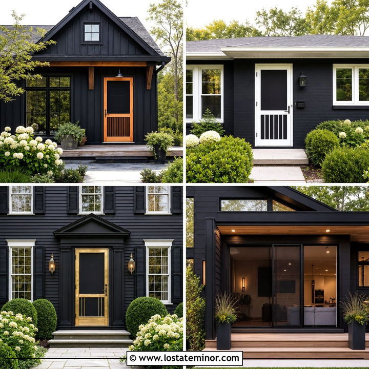 30 Jet Black House Design With Screen Door Ideas: Entry Style