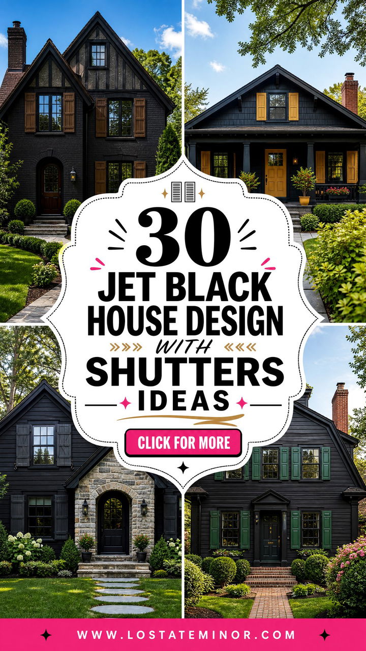 30 Jet Black House Design With Shutters Ideas for Bold Exteriors - 30 Jet Black House Design With Shutters Ideas for Bold Exteriors