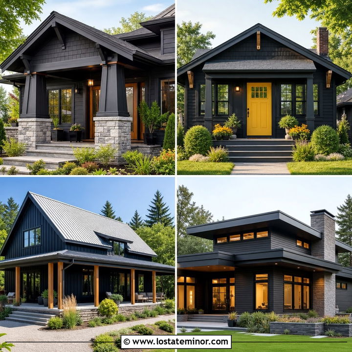 30 Jet Black House Design With Siding Ideas: Modern Curb Appeal