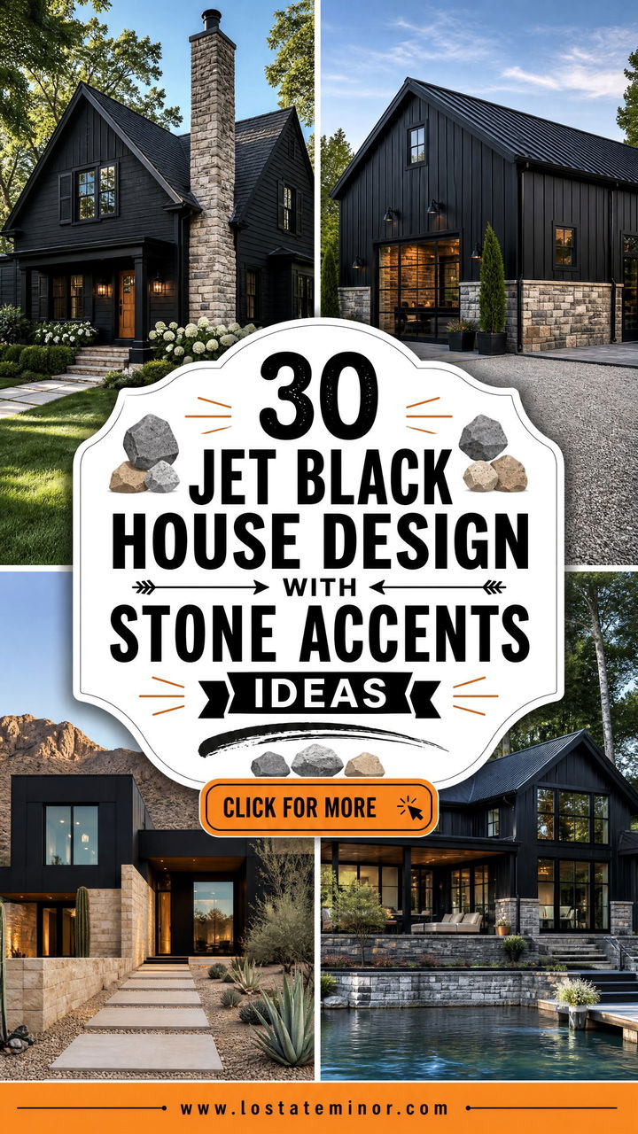 30 Jet Black House Design With Stone Accents Ideas to Try - 30 Jet Black House Design With Stone Accents Ideas to Try