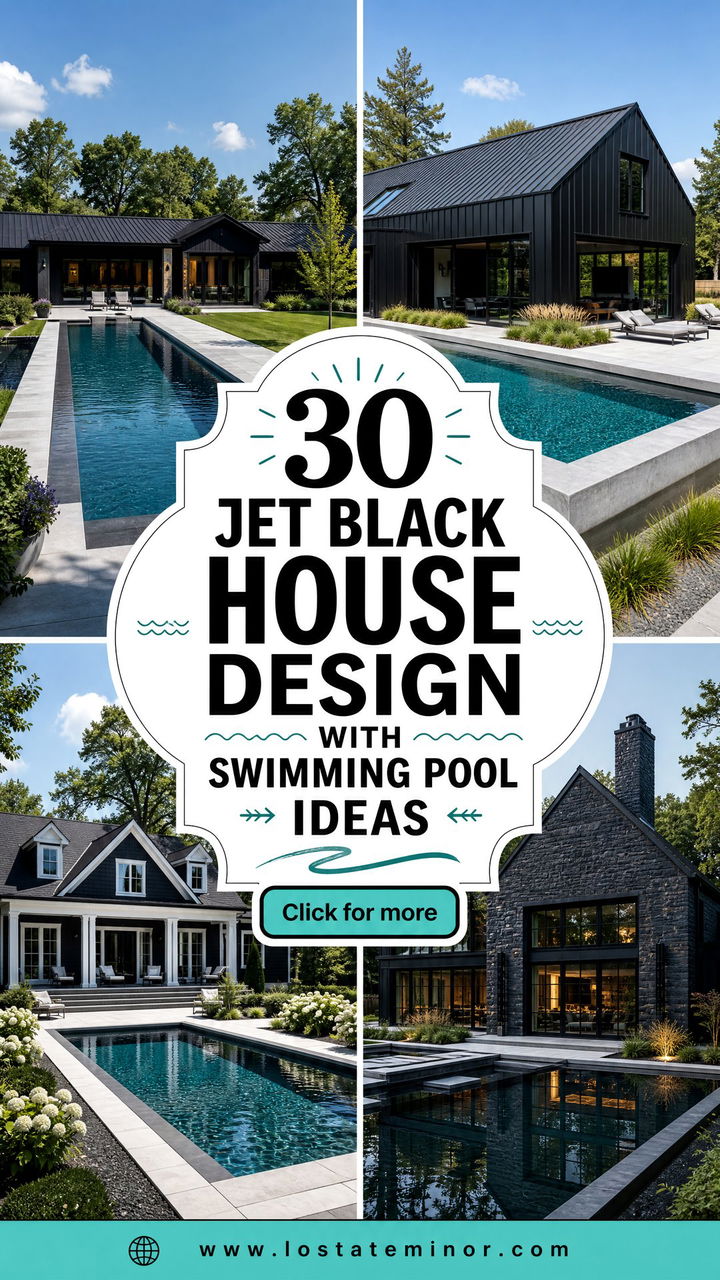 30 Jet Black House Design With Swimming Pool Ideas to Try - 30 Jet Black House Design With Swimming Pool Ideas to Try