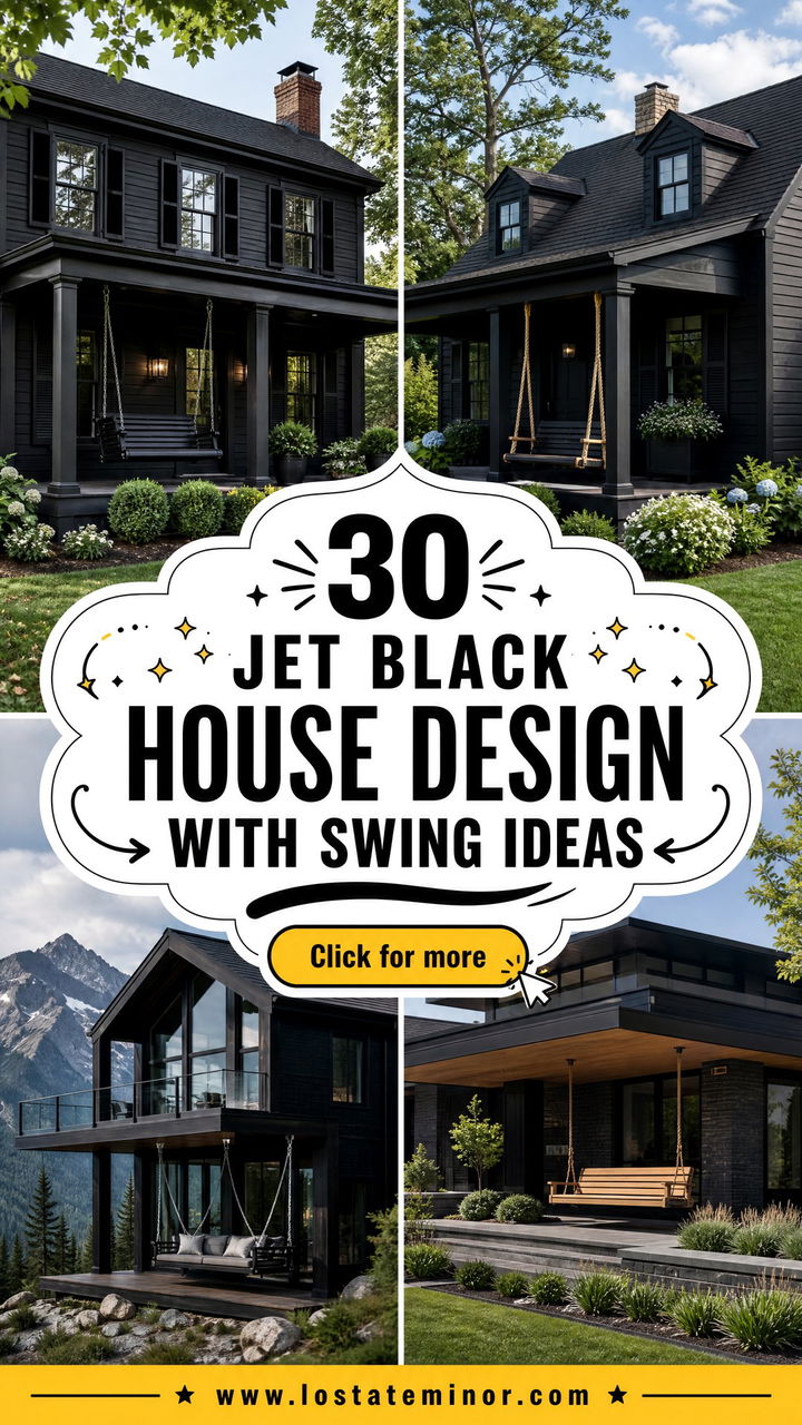 30 Jet Black House Design With Swing Ideas Bold Curb Appeal - 30 Jet Black House Design With Swing Ideas: Bold Curb Appeal