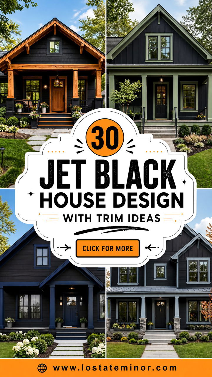 30 Jet Black House Design With Trim Ideas Bold Curb Appeal - 30 Jet Black House Design With Trim Ideas: Bold Curb Appeal