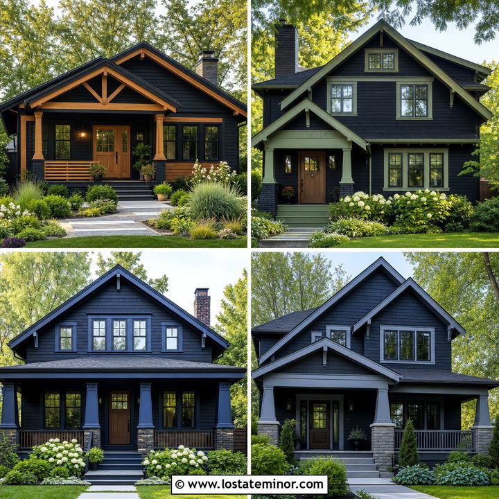 30 Jet Black House Design With Trim Ideas: Bold Curb Appeal