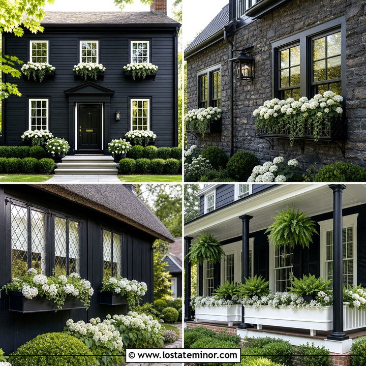 30 Jet Black House Design With Window Boxes Ideas: Fresh Charm