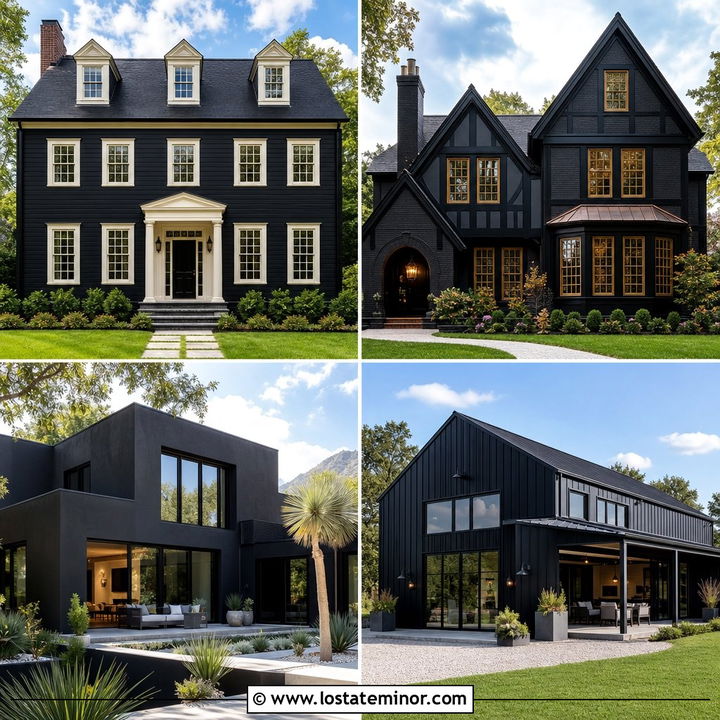30 Jet Black House Design With Window Frames Ideas: Bold Contrast