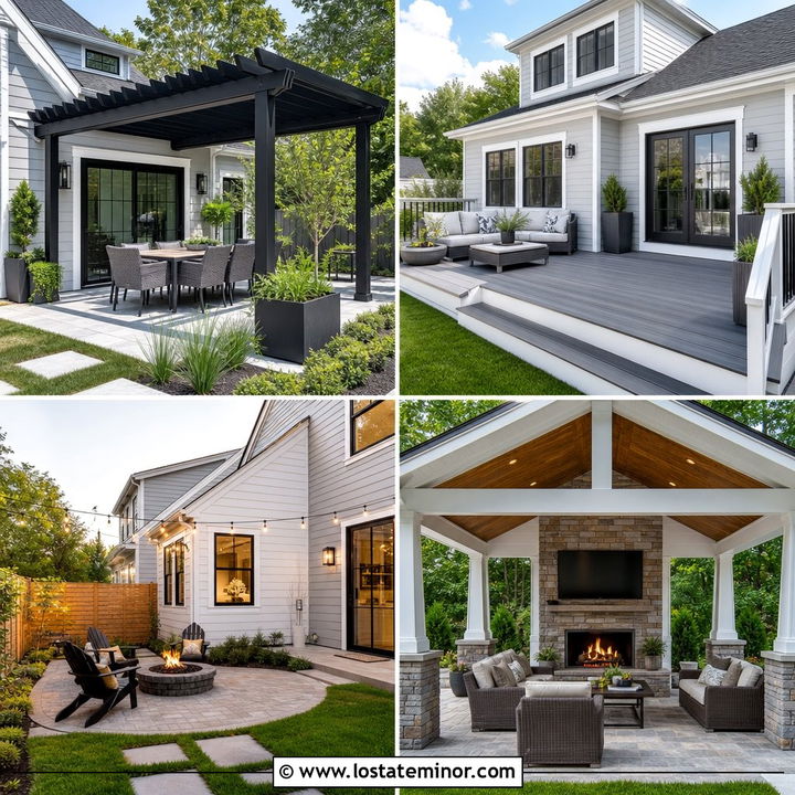 30 Light Grey House Design With Backyard Ideas: Outdoor Oasis