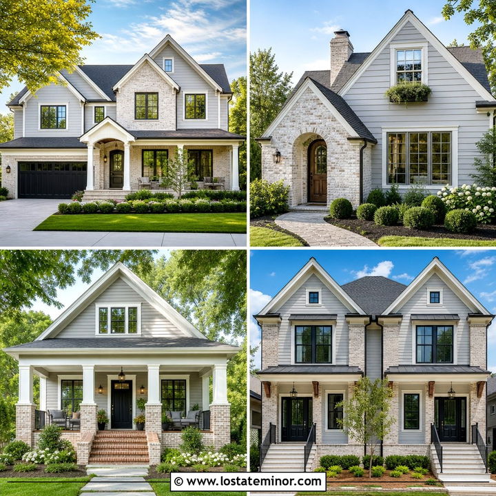 30 Light Grey House Design With Brick Accents Ideas: Warm Style