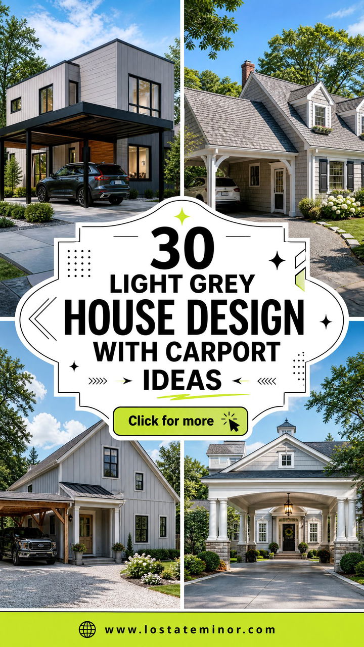 30 Light Grey House Design With Carport Ideas Smart Curb Appeal - 30 Light Grey House Design With Carport Ideas: Smart Curb Appeal