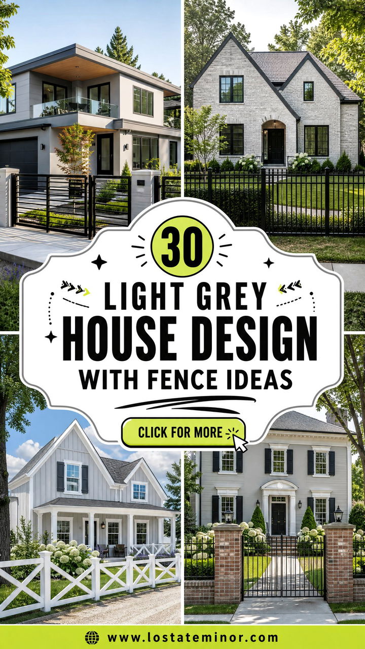 30 Light Grey House Design With Fence Ideas for Curb Appeal - 30 Light Grey House Design With Fence Ideas for Curb Appeal