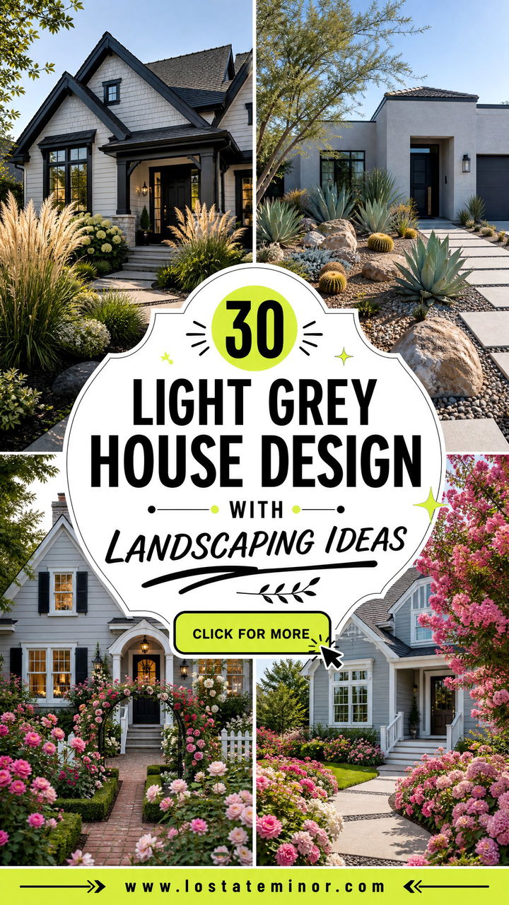 30 Light Grey House Design With Landscaping Ideas for Curb Appeal - 30 Light Grey House Design With Landscaping Ideas for Curb Appeal