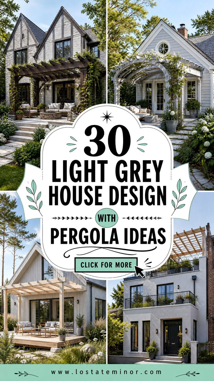 30 Light Grey House Design With Pergola Ideas for Outdoor Charm - 30 Light Grey House Design With Pergola Ideas for Outdoor Charm