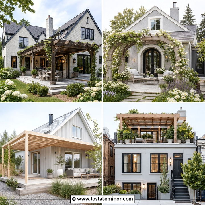 30 Light Grey House Design With Pergola Ideas for Outdoor Charm