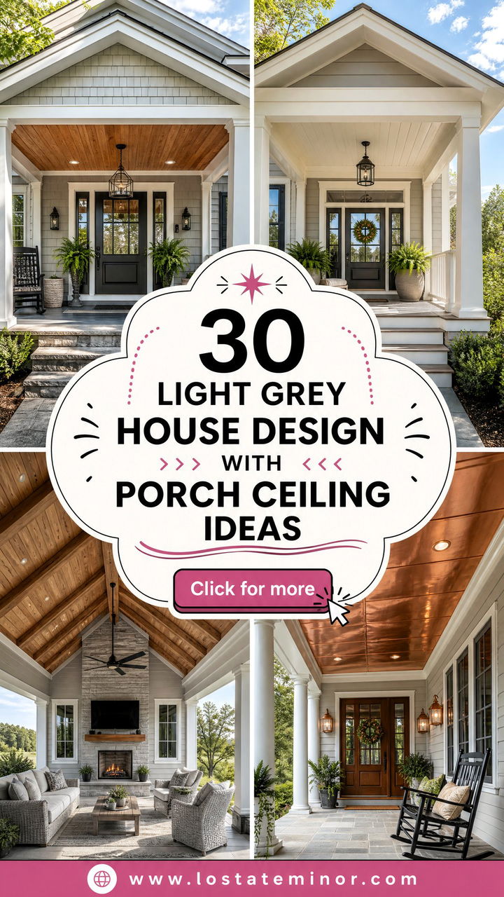 30 Light Grey House Design With Porch Ceiling Ideas Youll Love - 30 Light Grey House Design With Porch Ceiling Ideas You’ll Love