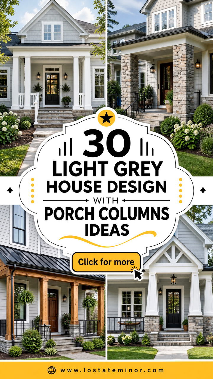 30 Light Grey House Design With Porch Columns Ideas to Try Now - 30 Light Grey House Design With Porch Columns Ideas to Try Now