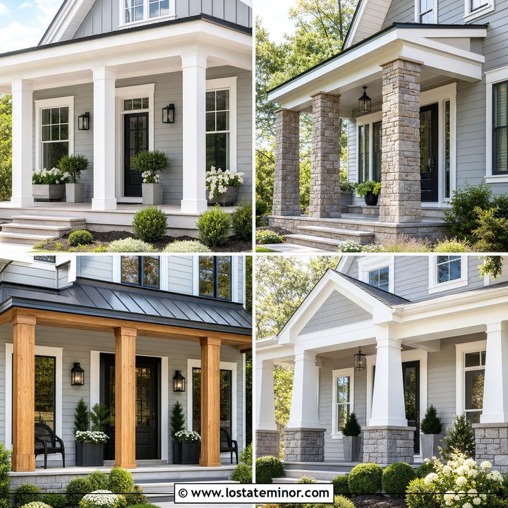 30 Light Grey House Design With Porch Columns Ideas to Try Now