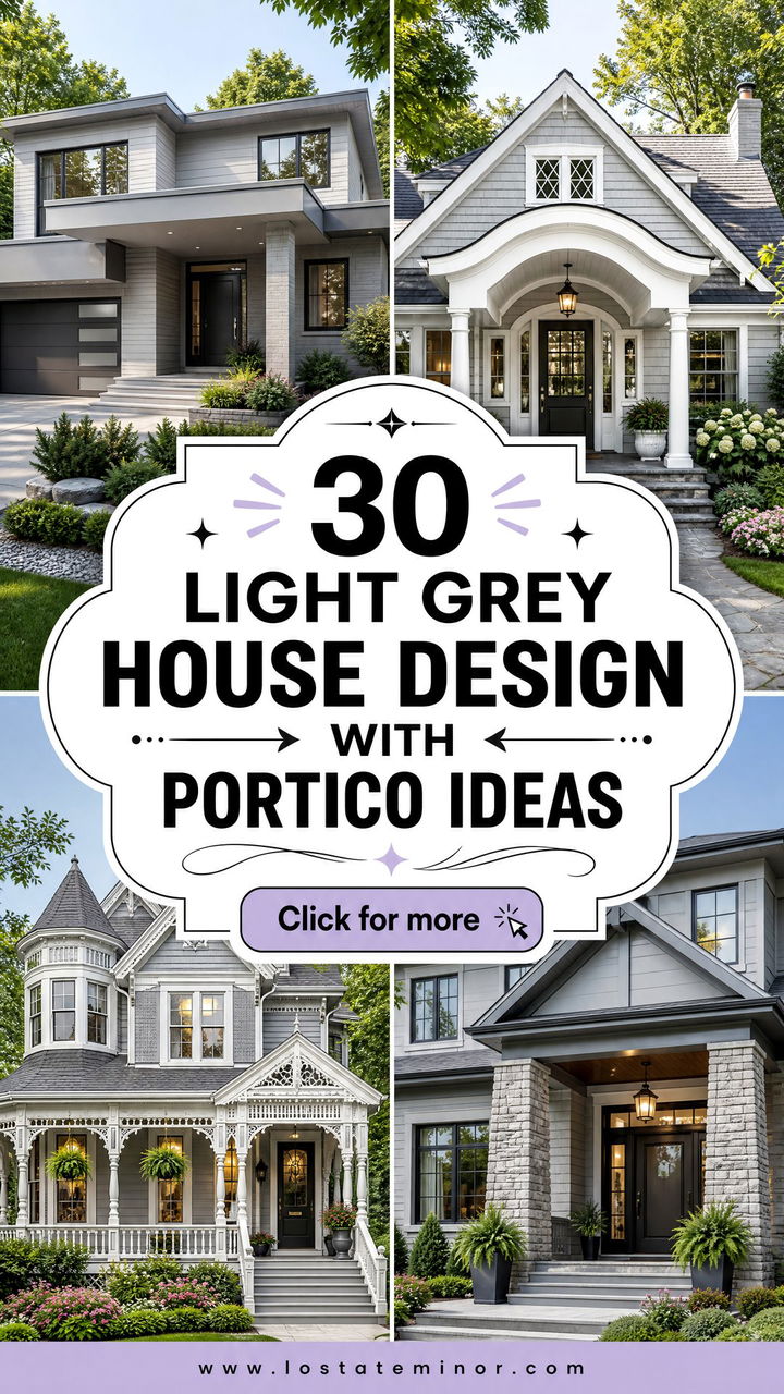 30 Light Grey House Design With Portico Ideas for Elegant Entries - 30 Light Grey House Design With Portico Ideas for Elegant Entries