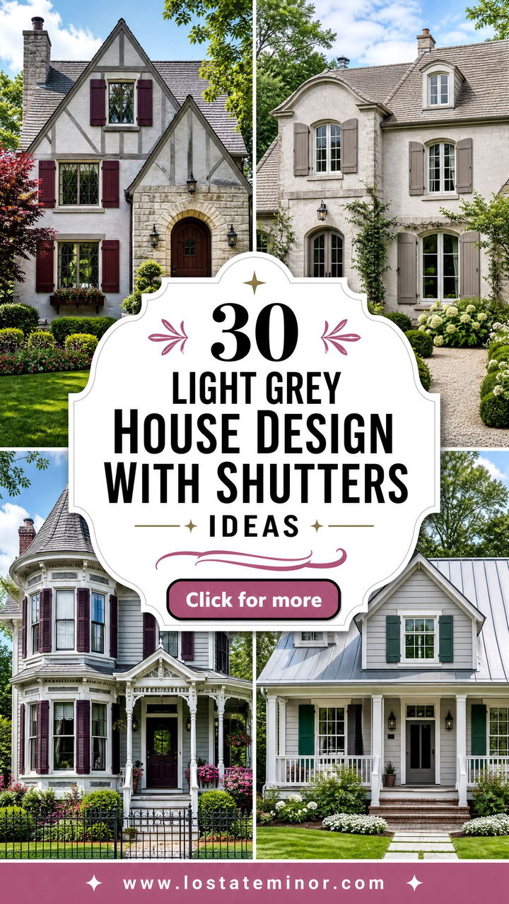 30 Light Grey House Design With Shutters Ideas for Classic Charm - 30 Light Grey House Design With Shutters Ideas for Classic Charm