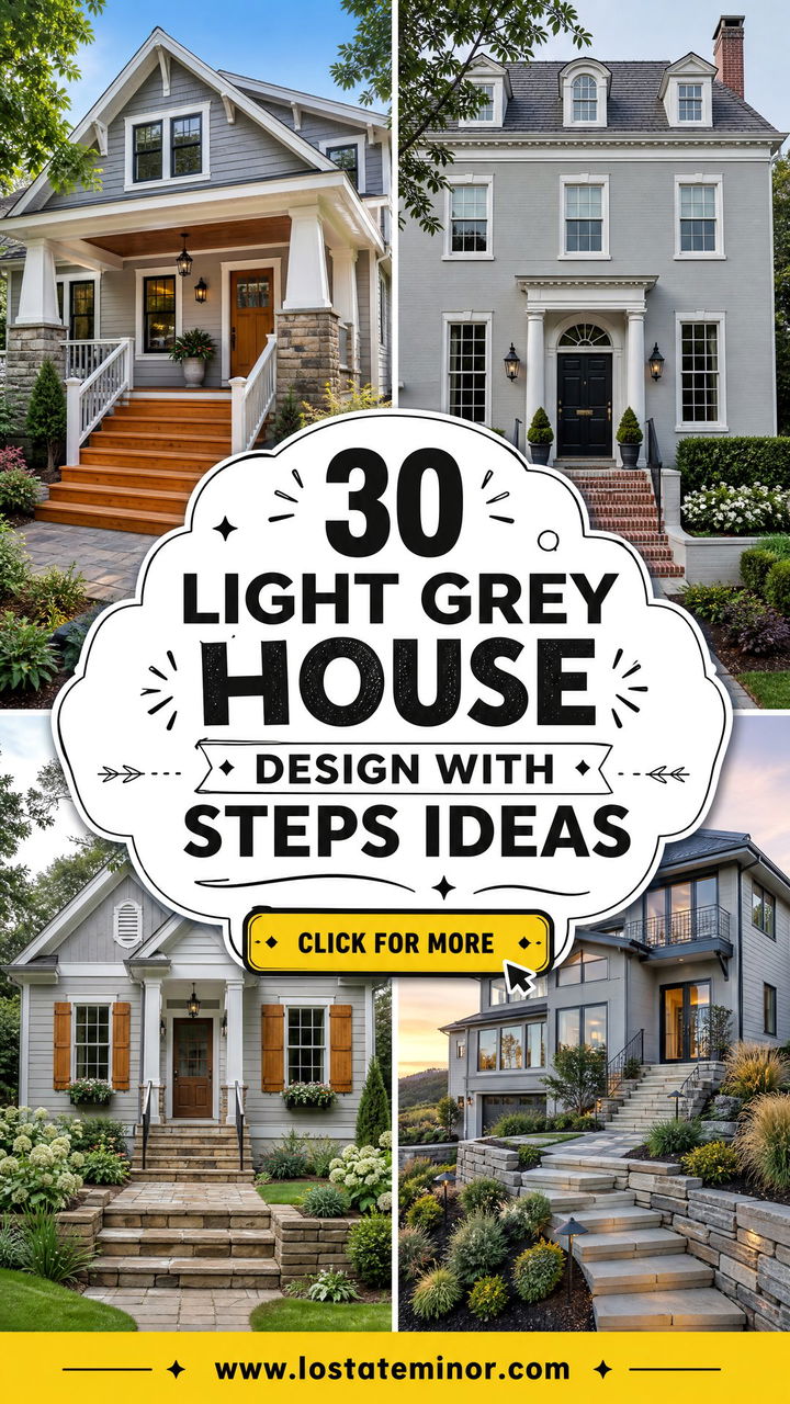 30 Light Grey House Design With Steps Ideas That Welcome You - 30 Light Grey House Design With Steps Ideas That Welcome You