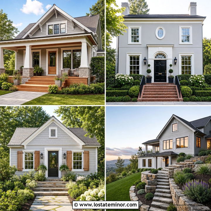30 Light Grey House Design With Steps Ideas That Welcome You