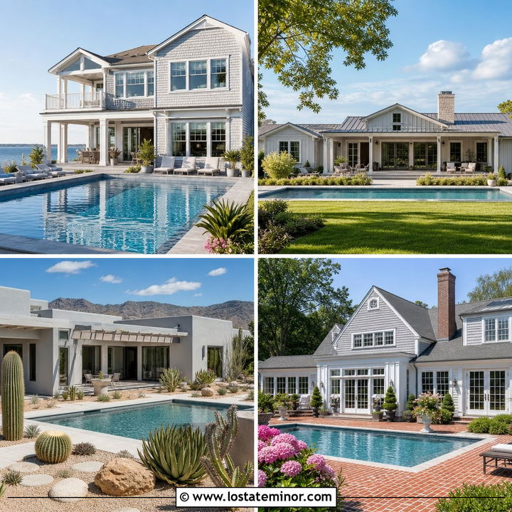 30 Light Grey House Design With Swimming Pool Ideas for Summer