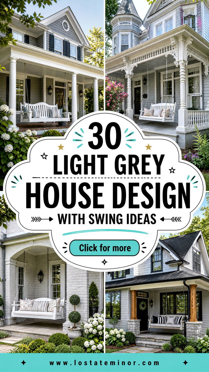 30 Light Grey House Design With Swing Ideas for Cozy Porches - 30 Light Grey House Design With Swing Ideas for Cozy Porches