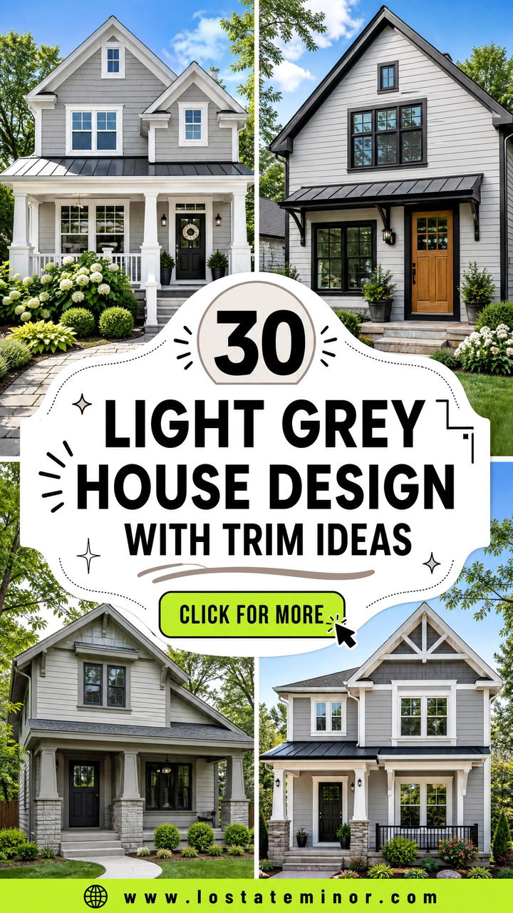 30 Light Grey House Design With Trim Ideas for Curb Appeal - 30 Light Grey House Design With Trim Ideas for Curb Appeal